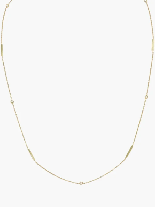 20" Gold Bar Diamond Bezel Station Chain
