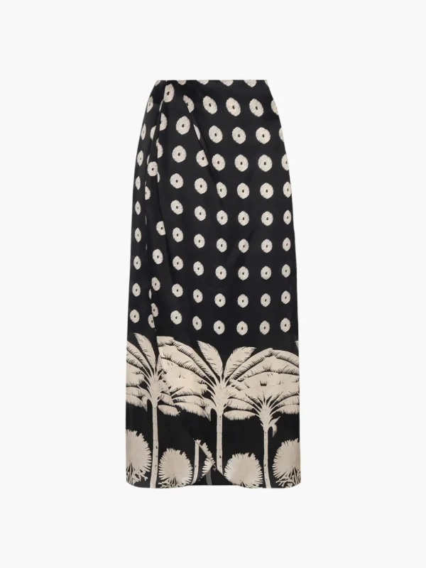 Amaime Satin Silk Midi Skirt