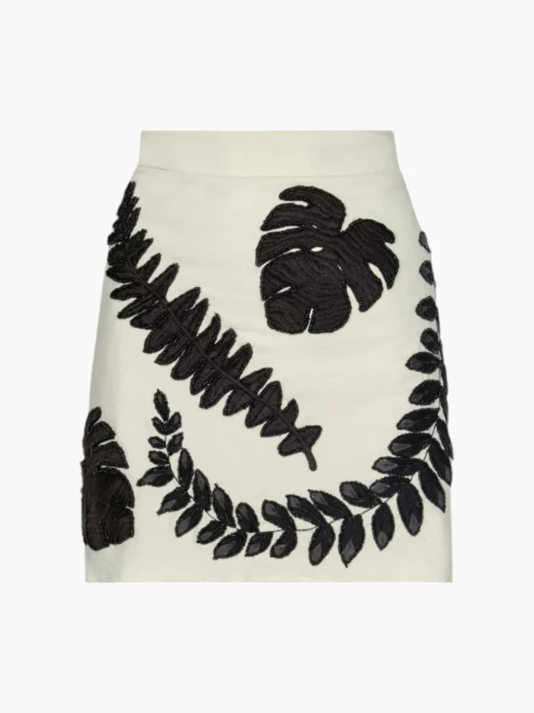 Carmelita Canvas Hand Embroidered Mini Skirt