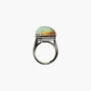 Checkerboard-Harlequin Opal Diamond Ring
