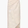 Choco Cotton Eyelet Wrap Around Midi Skirt