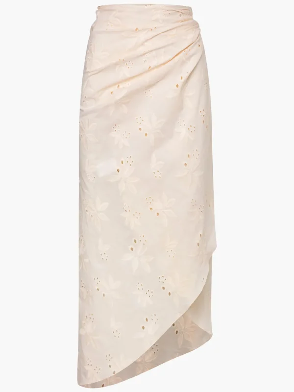 Choco Cotton Eyelet Wrap Around Midi Skirt