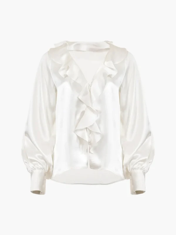 Elena Ruffle 100% Silk Top