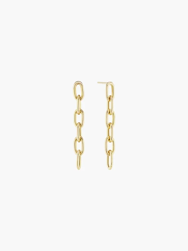 Elongated Thick Chain Link Earrings Short