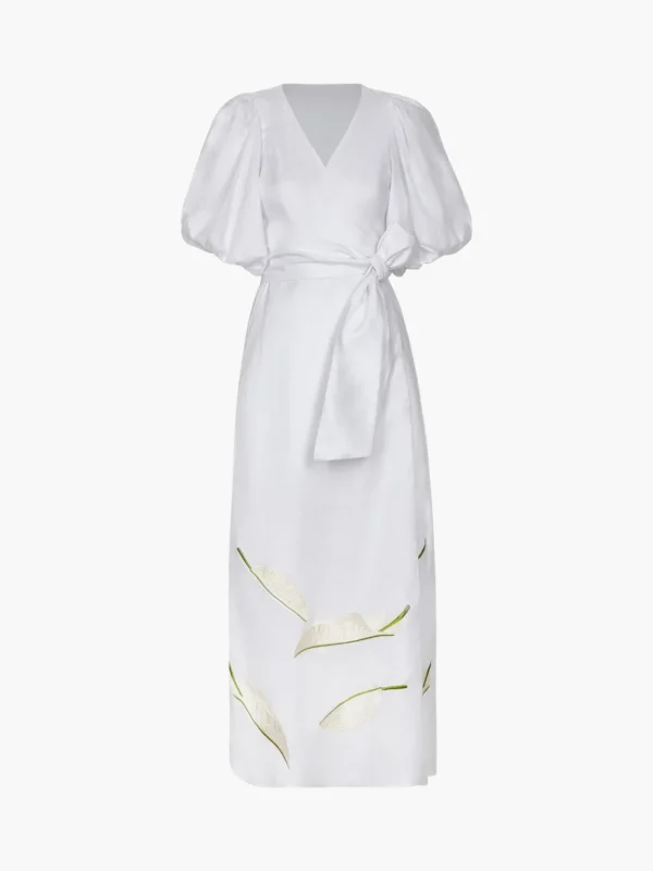 Ermita Linen Embroidered Midi Dress