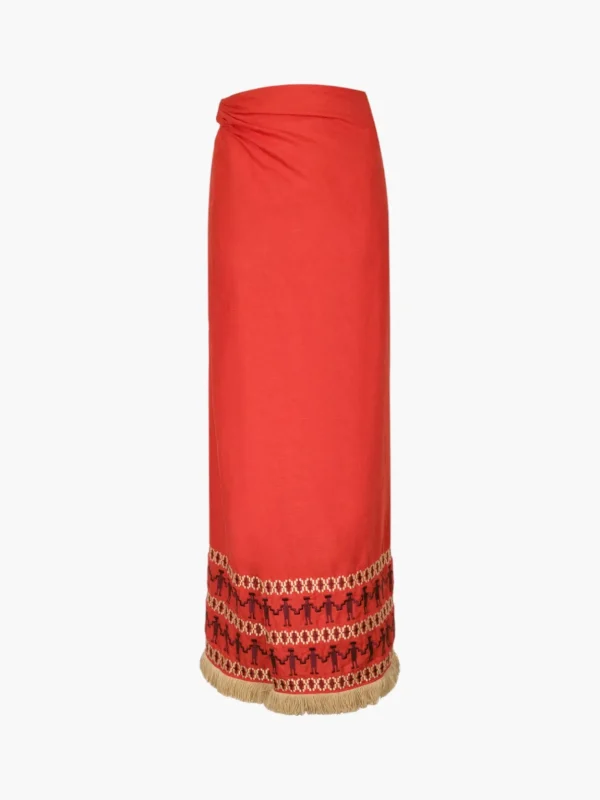 Guainia Linen Midi Skirt