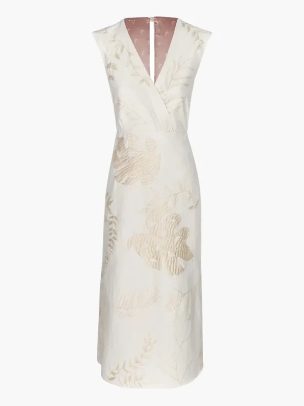 Gualanday Canvas Hand Embroidered Midi Dress