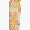 Mapara Linen Skirt / Ecru Yellow Arabesque