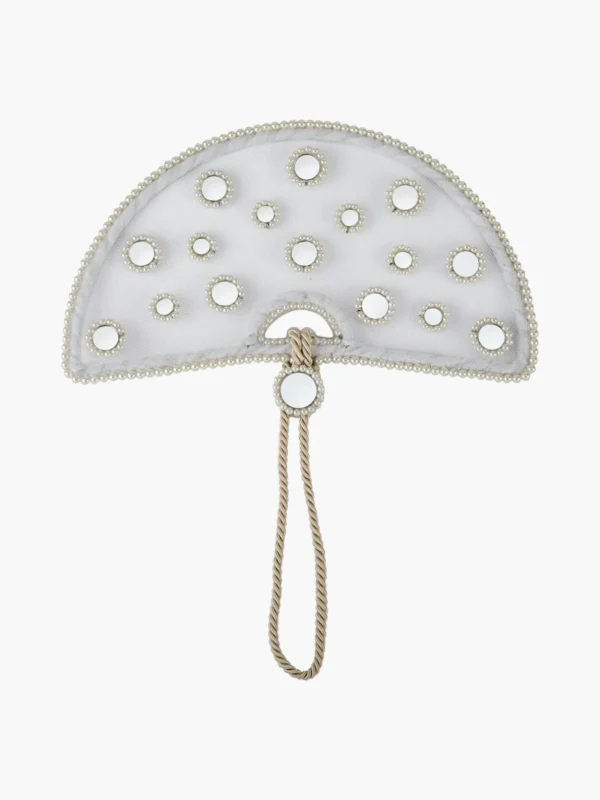 Mirror and Pearl Tulle Halo Fan
