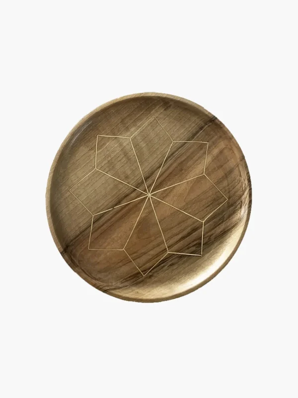 Najma Moroccan Wood and Brass Inlay Trays