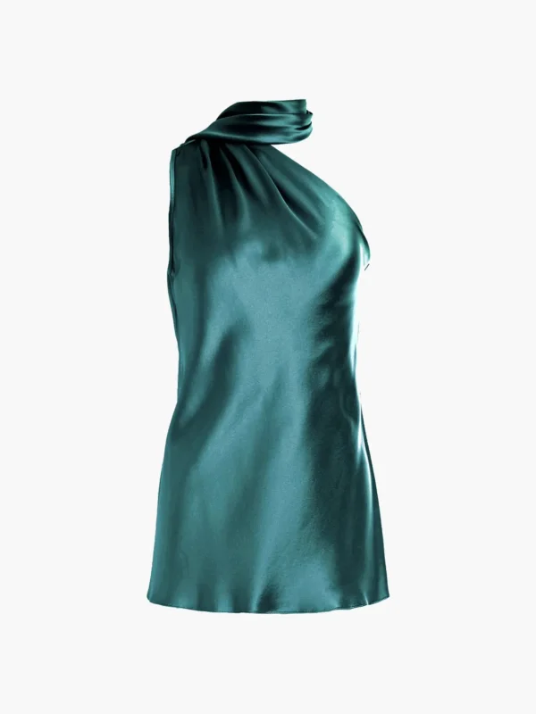 One Shoulder Bias Top With Scarf