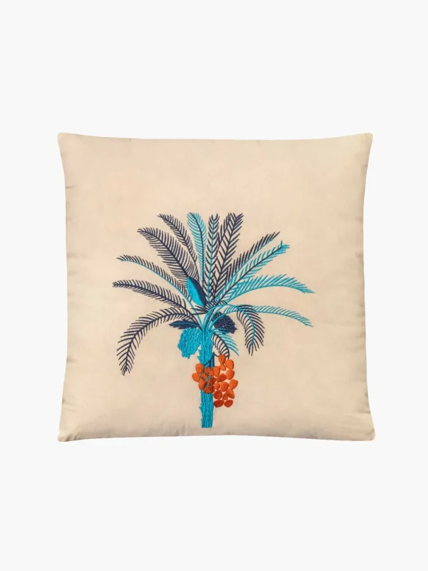 Palm Tree Embroidered Cushion Cover