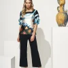 Pleat Sleeve Square Neck Blouse