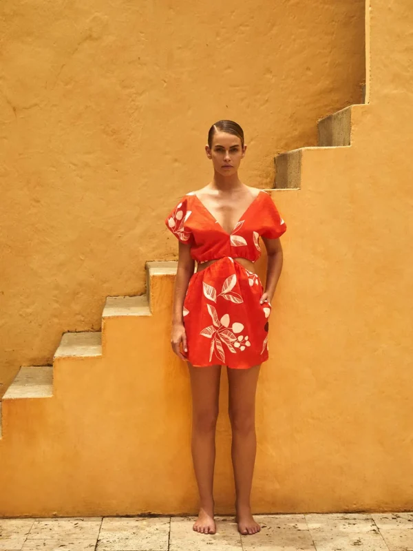 Quinto Sol Linen Mini Dress