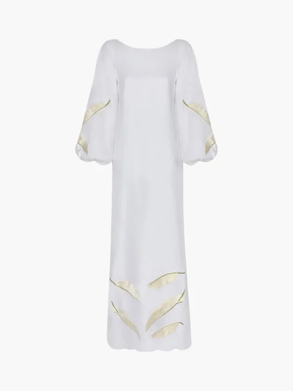 Saman Linen Embroidered Maxi Dress