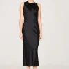 Satin Crew Neck Bias Dress