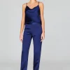 Satin Narrow Leg Pant With Back Zip