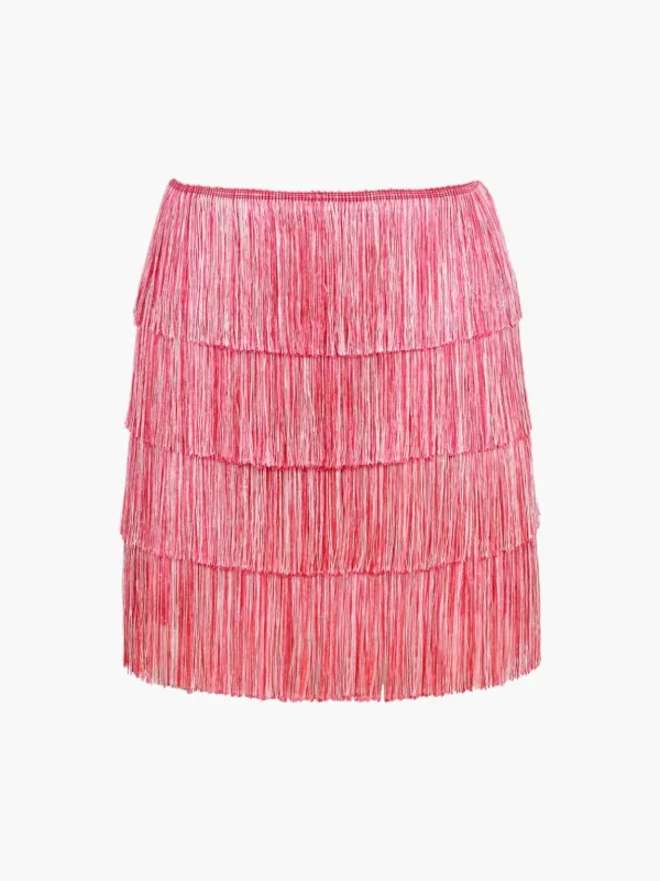 Sunrise Fringe Mini Skirt